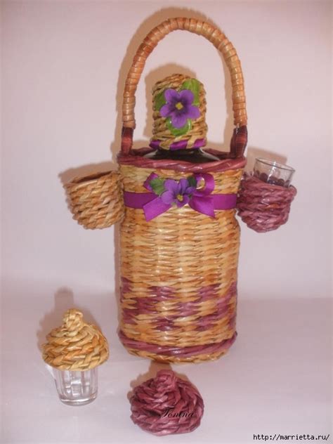 Плетение из газет. Оплетаем бутылки к Новому году!