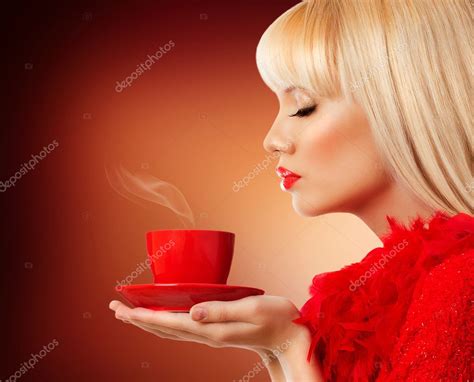 Beautiful Blonde Woman With Coffee Stock Photo Dmitri Gromov 19951783