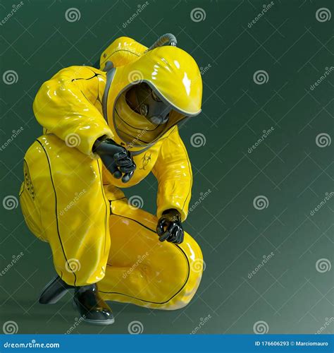 Woman Wearing a Biohazard Suit Searching Side View Stock Illustration ...