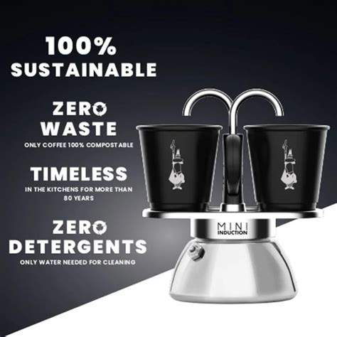 Bialetti Mini Express For Induction With Pcs Espresso Cups Black