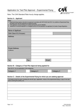 Fillable Online CAA Form 24019 04 Fax Email Print PdfFiller