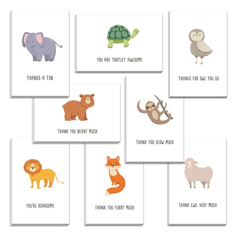 Buy 48 Thank You Cards Set, Animal Pun Thank You Note Cards Pack, Funny ...