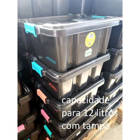 Caixa Organizadora Tampa E Trava Multiuso De 12 Litros Em Plastico