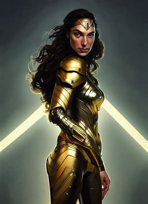 Symmetry Portrait Of Gal Gadot Gold Sci Fi Stable Diffusion