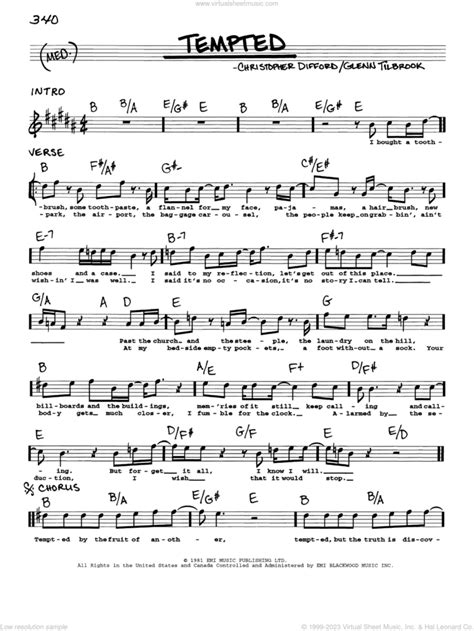 Tempted Sheet Music Real Book With Lyrics Pdf