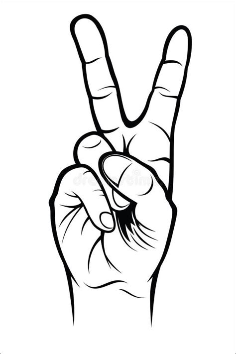 Hand Gesture Victory Stock Vector Illustration Of White