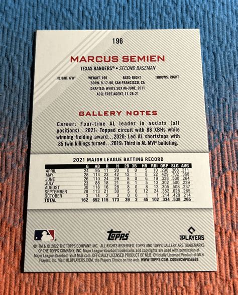 Topps Gallery Rainbow Foil Marcus Semien For Sale Online Ebay