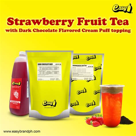 Strawberry Fruit Tea With Dark Chocolate Cream Puff Easy Brand