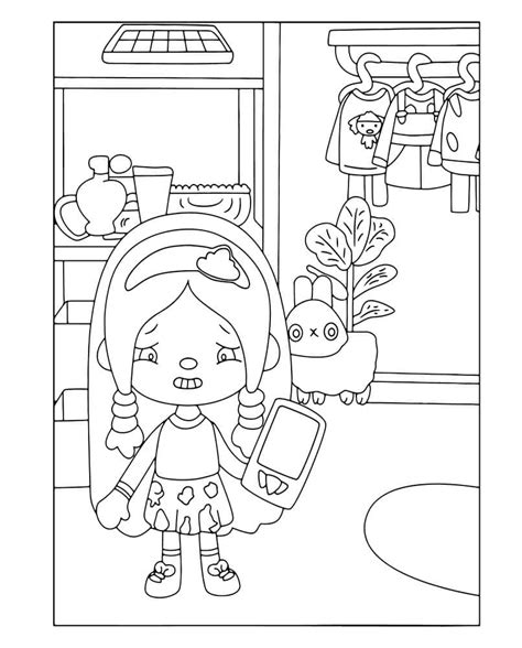 Coloriage Toca Boca Fille Kawaii Dessin gratuit à imprimer