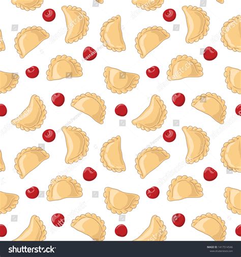 Dumplings Pierogi Varenyky Pelmeni Cherry Seamless Stock Vector