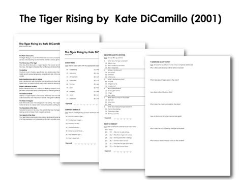 The Tiger Rising By Kate Dicamillo Teaching Resources