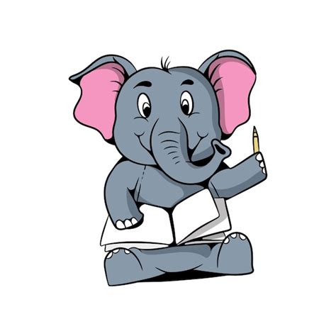 Elefant Illustrationsdesign Der Karikatur Niedliches Sitzen Ein Buch