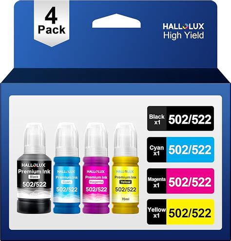 T502 502 Ink Bottles Refill T522 522 Ink Bottles 4 Pack High Capacity