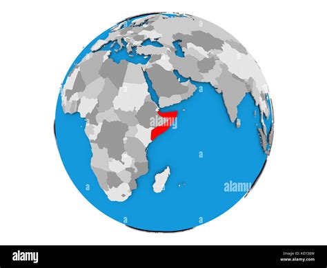 Somalia Highlighted In Red On Political Globe 3D Illustration Isolated