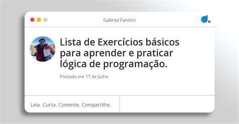 Lista De Exerc Cios B Sicos Para Aprender E Praticar L Gica De Programa O