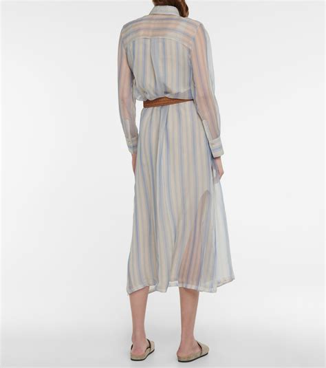 Brunello Cucinelli Striped Silk Dress Brunello Cucinelli