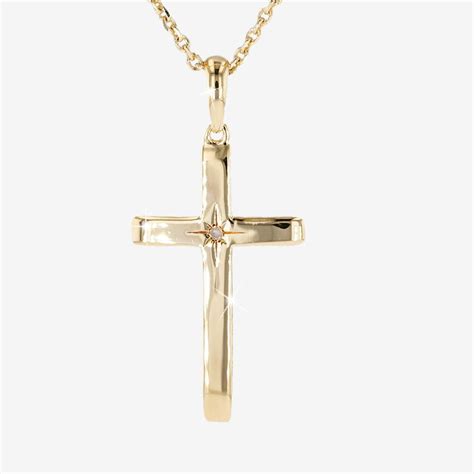 18ct Gold Vermeil On Silver Diamond Cross Necklace Warren James