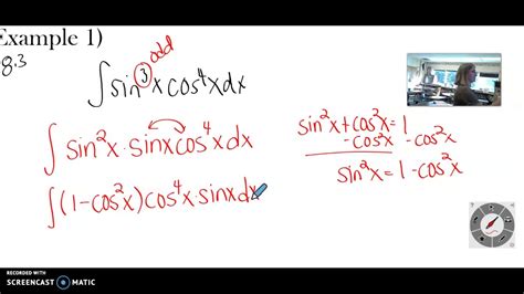 Trig Integrals Example 1 Youtube