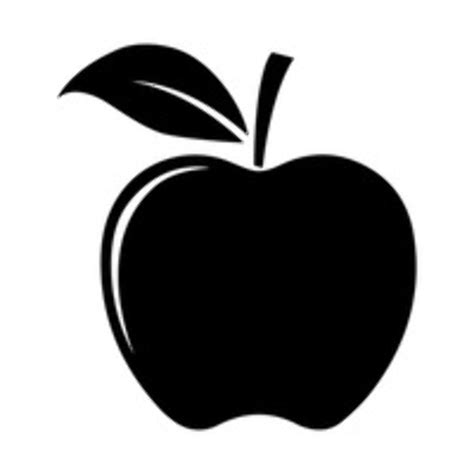 high quality apple clipart black  white silhouette