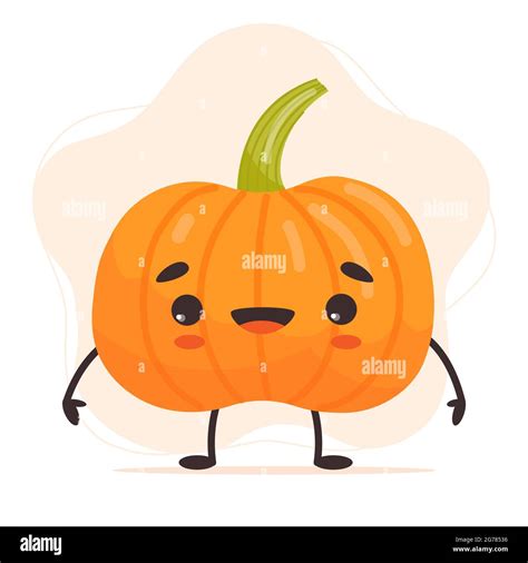 Cute Happy Pumpkin Character Funny Vegetable Emoticon Vector Isolated