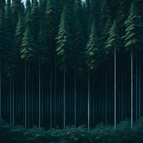 Premium AI Image | Dense Forest of Tall Dark Green Trees