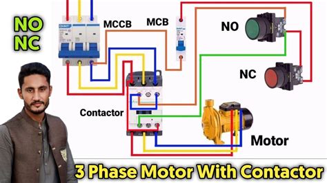 Start 3 Phase Motor With Contactor And Switch NO NC Wiring Diagram