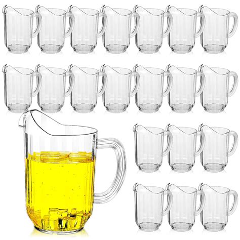 Tessco 20 Pcs Plastic Water Pitcher 60 Oz Clear Restaurant Pitcher Beer Pitchers For Drinks Bar