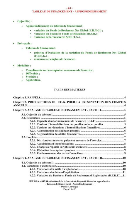 Pdf Tableau De Financement Public Iutenligne Net Gestion