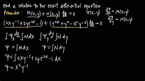 Exact Differential Equations Kristakingmath Youtube