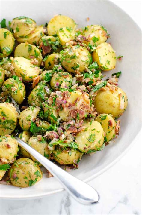 Easy Potato Salad Recipe With Bacon And Herbs And No Mayo Umami Girl