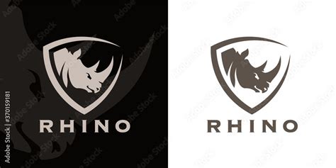 Vetor De Concept Rhino Head And Shield Company Logo Icon Premium