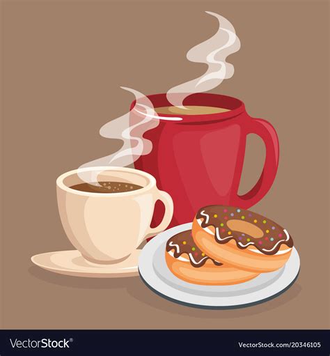 Delicious Coffee Cup And Donuts Royalty Free Vector Image