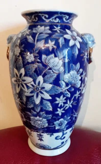 GRAND VASE EN céramique bleu blanc et or DELFT à identifier DN2990 EUR