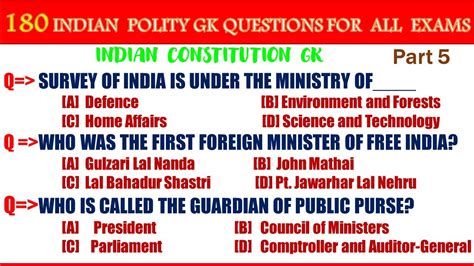 Indian Polity General Knowledge Questions And Answers Part 5 Polity