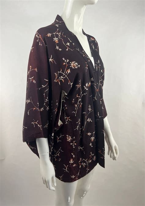 1970s Dark Purple Haori Kimonoplum Noragi Work Duste Gem