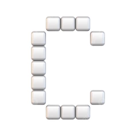 White Cubepixel Font Letter C 3d Isolated Web Element Cube Png