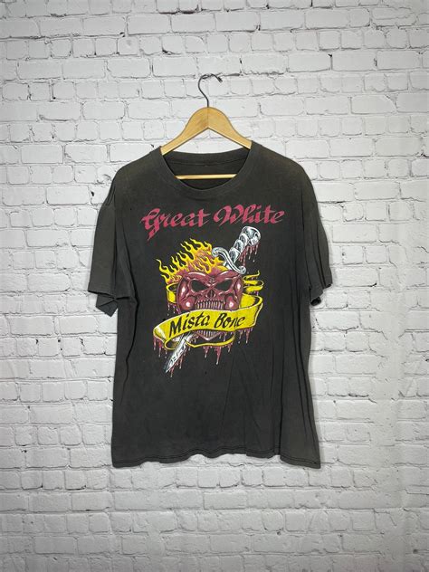 Vintage Vintage 1991 Great White Tour Mista Bone Tee T Shirt Grailed