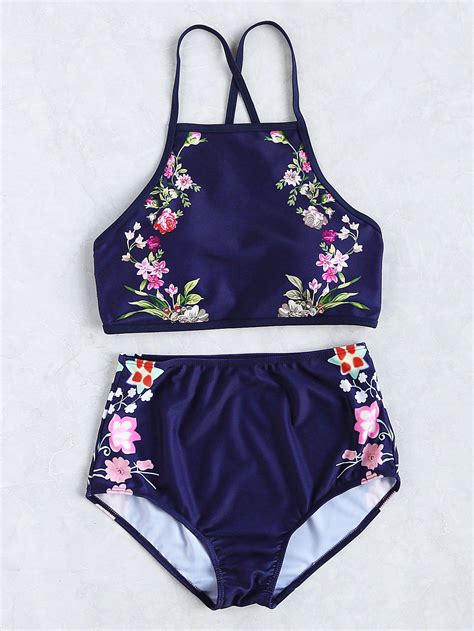 Shop Calico Print High Waist Tankini Set Online Shein Offers Calico