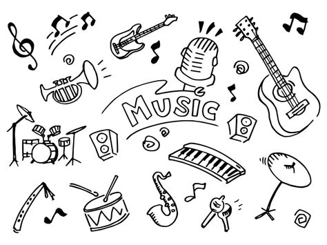 Set Of Music Note Doodle Vector Illustration Vector Art At