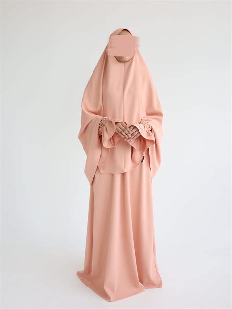 Luxury Heup Khimar Peach Blossom Embroidery Collectie Oemaayah