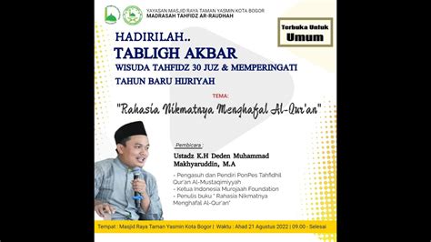 WISUDA TAHFIDZ MADRASAH TAHFIDZ AR RAUDHAH MASJID RAYA TAMAN YASMIN