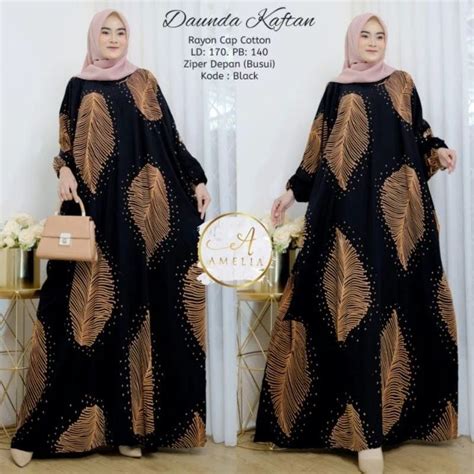 Jual Kaftan Wanita Daunda Kaftan Size Jumbo Xxxxl Motif Daun Lengan