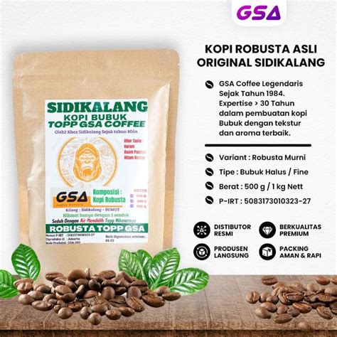 Jual Kopi Sidikalang Robusta G Bubuk Murni Asli Original Gsa Coffee