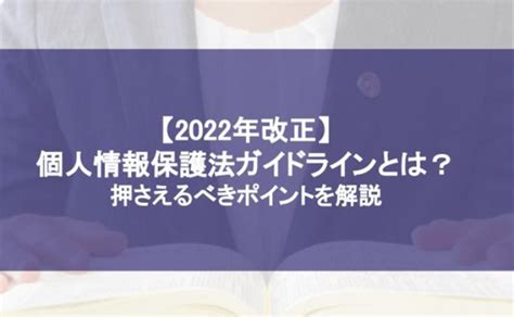 【2022年改正】個人情報保護法ガイドラインとは？押さえるべきポイントを解説｜機関法務｜bizocean（ビズオーシャン）ジャーナル