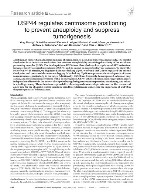 Pdf Usp44 Regulates Centrosome Positioning To Prevent Aneuploidy And