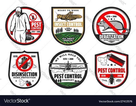 Deratization Pest Insects Control Icons Royalty Free Vector