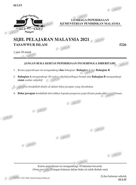 Kertas Soalan Sebenar Spm Tasawwur Islam Pustaka Yakin Pelajar