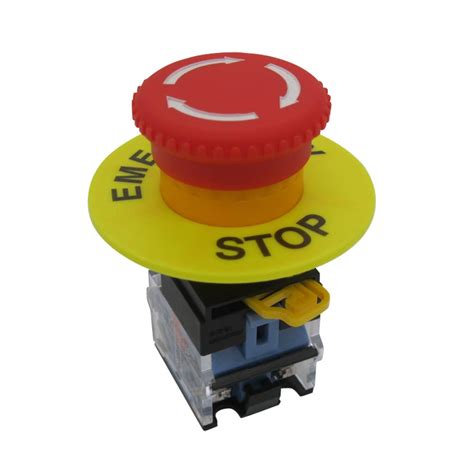 22mm 2 NC Red Mushroom Latching Emergency Stop Push Button Switch 10A