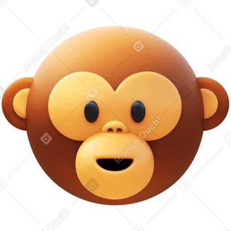 3D monkey face PNG, SVG