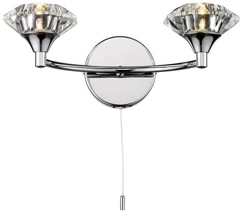 Dar Luther Switched Twin Wall Light Polished Chrome And Crystal Lut0950